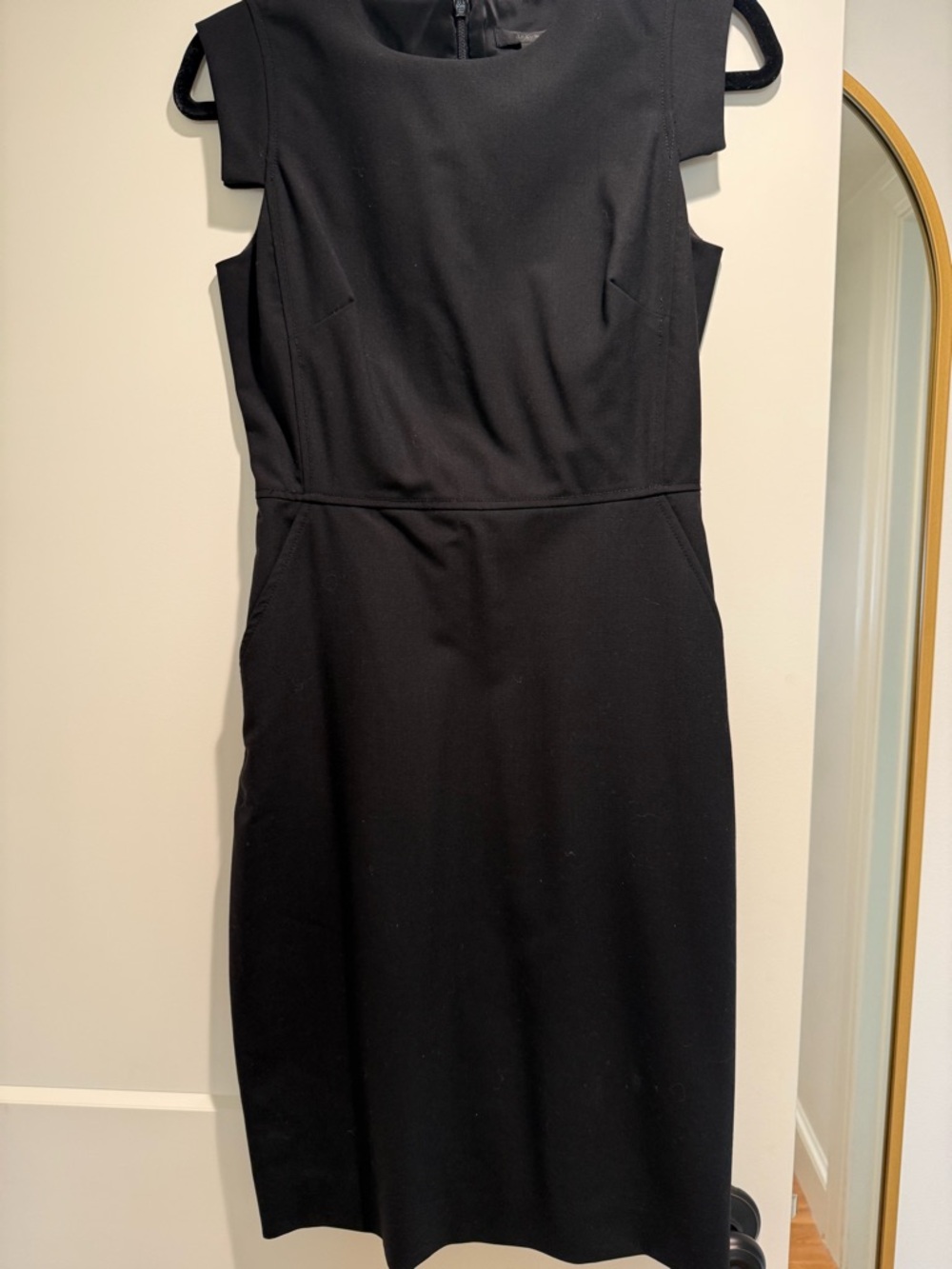 J. Crew Black Cap-Sleeve Midi Sheath Dress